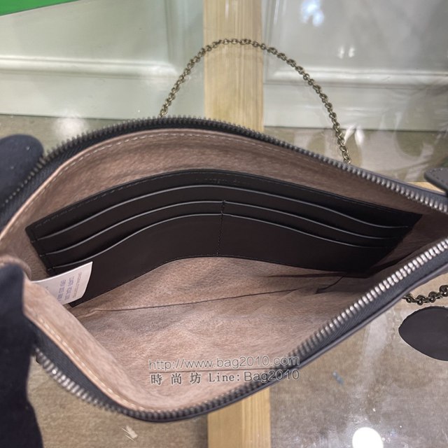 Bottega veneta高端女包 98036黑色 寶緹嘉薄款鏈條包 BV經典款胎牛皮手工編織鏈條女包  gxz1342